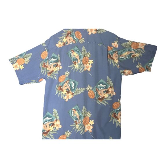Tommy Bahama Mens Hawaiian Button-Up Shirt Size M Blue Tropical Pineapple Print - Picture 9 of 12